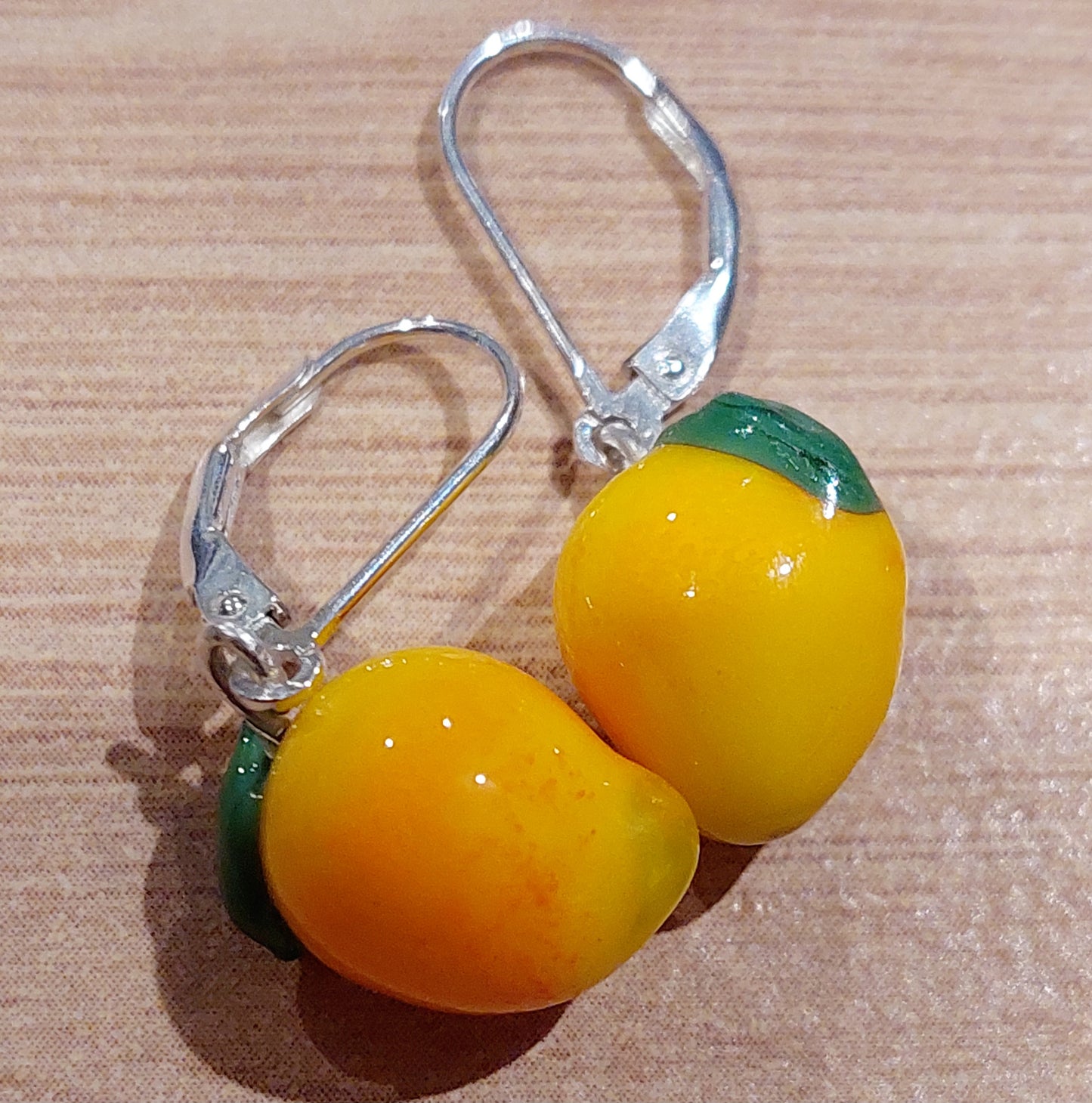 NEW!! Glass Art - Tropical Fruit: Mango or Pineapple Earrings