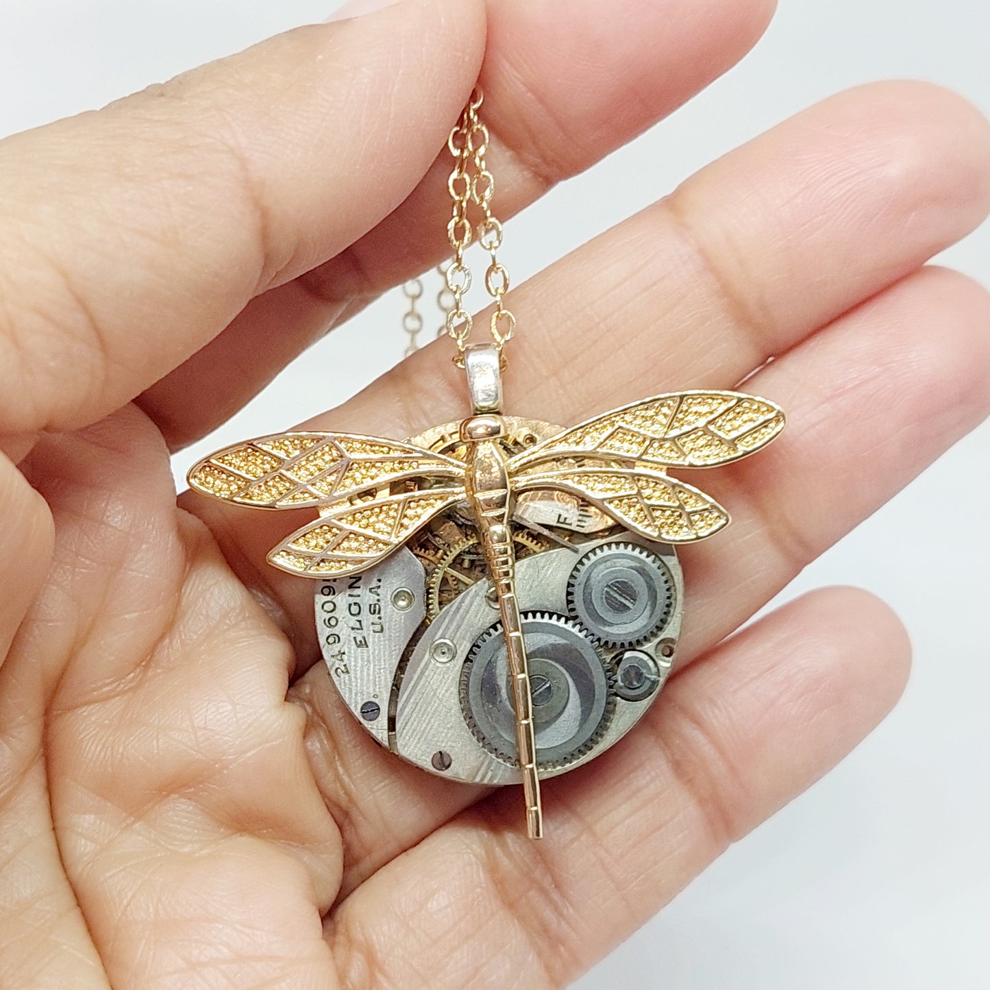 SP Limited Edition Timepiece Pendant with Large Gold Dragonfly - wholesale