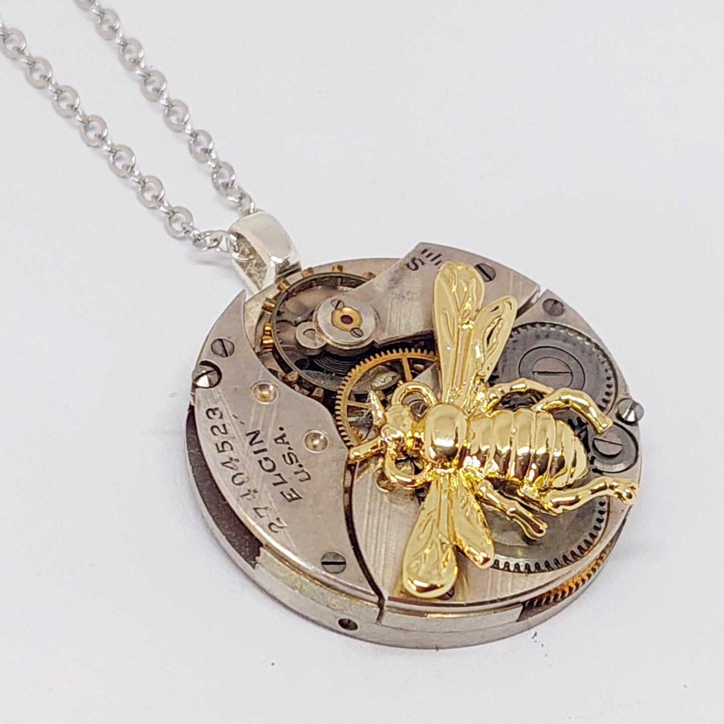 SP Timepiece Pendant with Large Gold Honeybee - wholesale