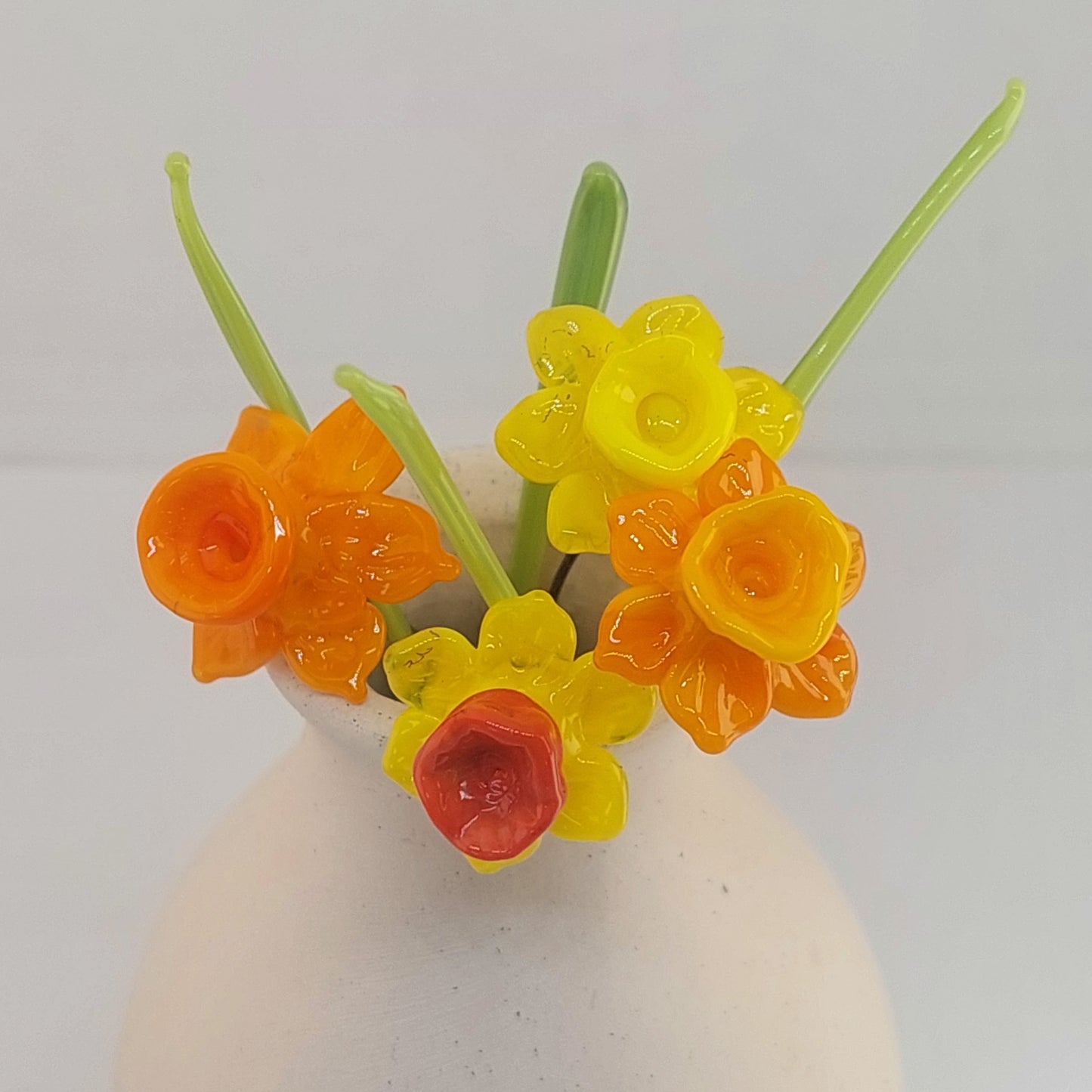 BESTSELLER! Glass Art - Medium Sunny Daffodil Mini Bouquet