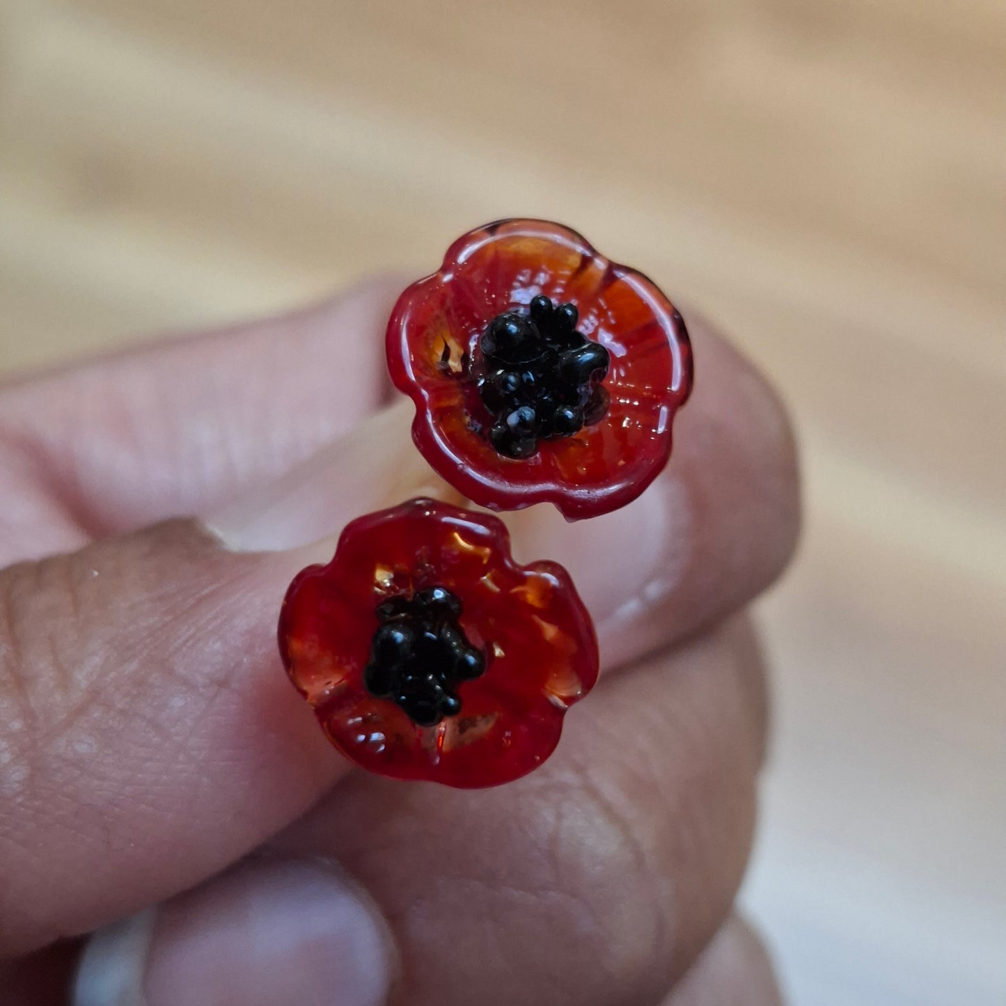 Glass Art - Anzac Poppy Studs