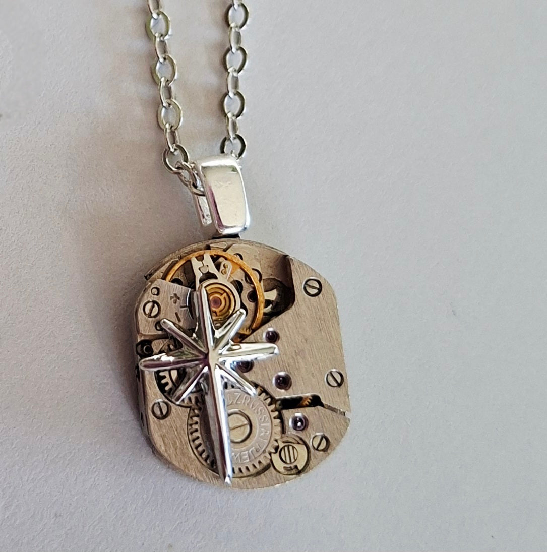 NEW! Matariki collection - mini timepiece oblong pendant with silver star
