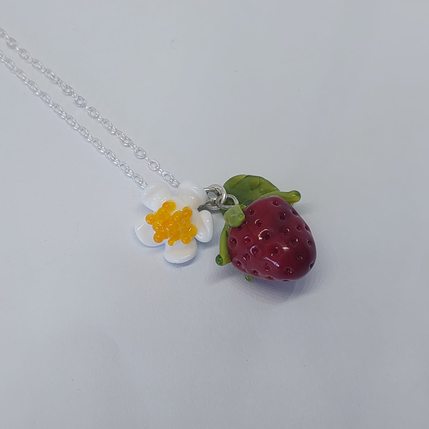 Glass Art - Large Strawberry Cluster Necklace
