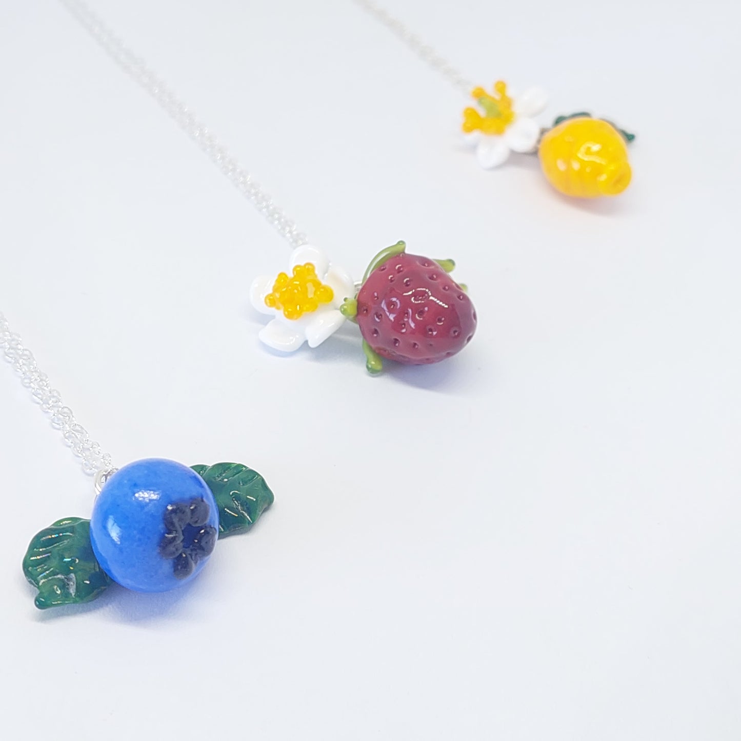 Glass Art - Large Strawberry Cluster Necklace