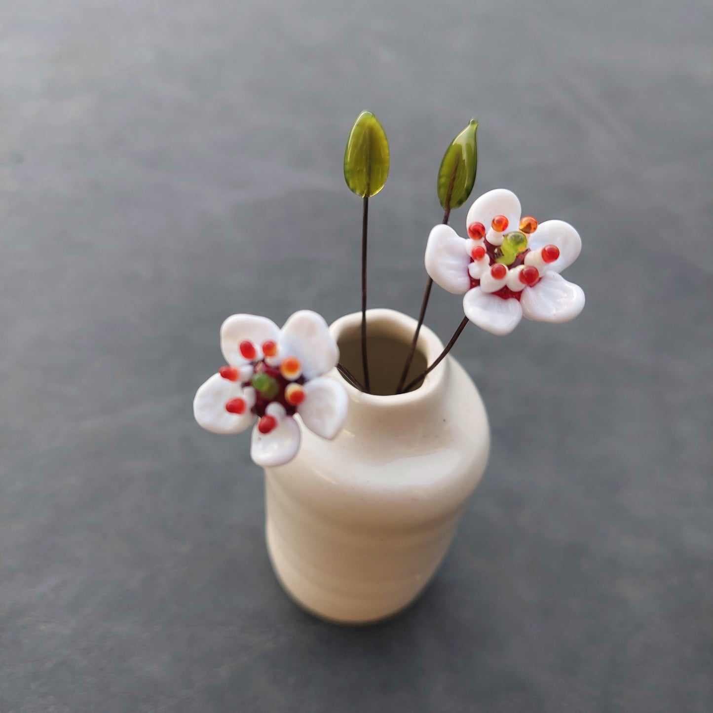 Glass Art - Native Flora: Small White Manuka Bouquet