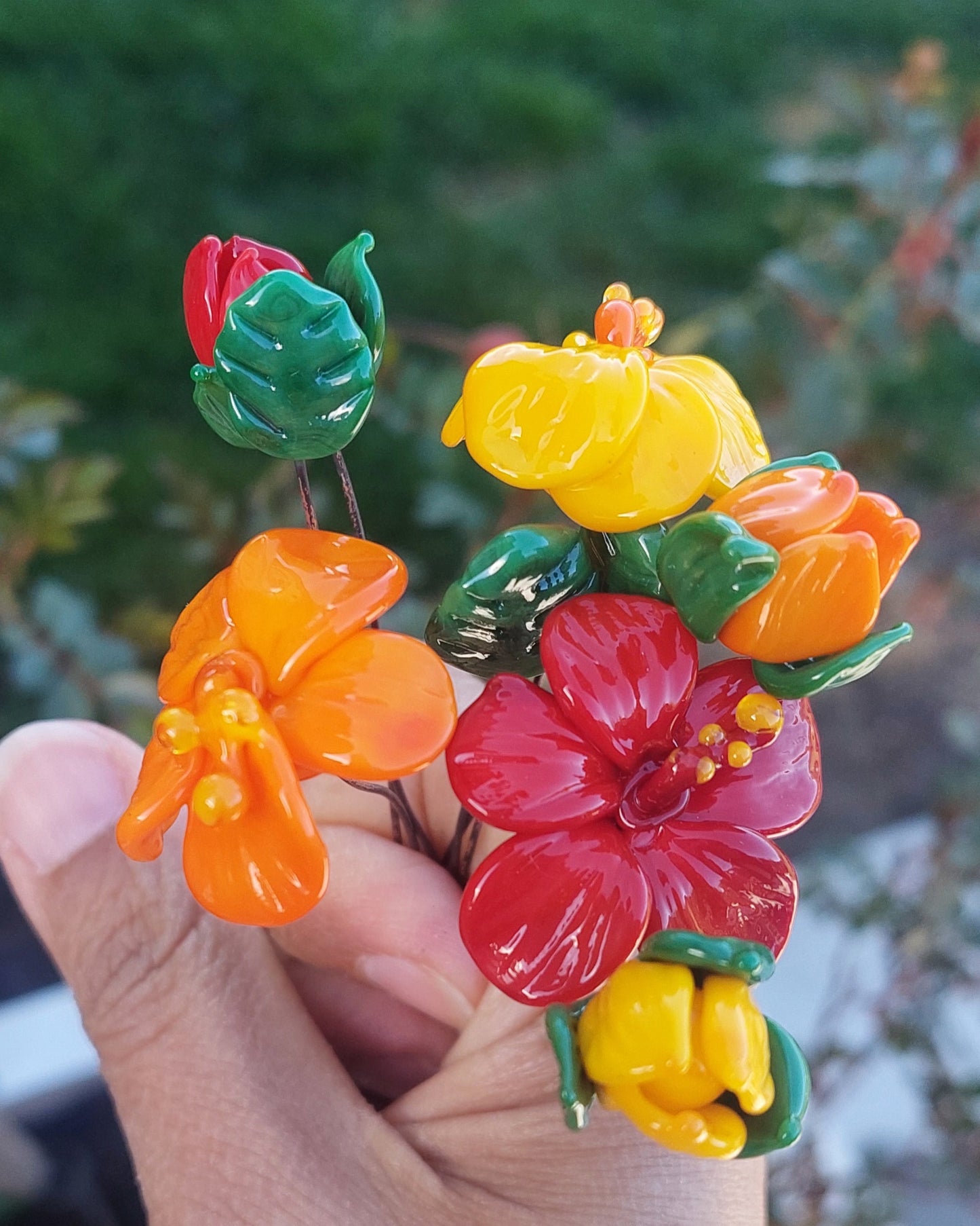 NEW!! Glass Art - Hibiscus Mini Stems