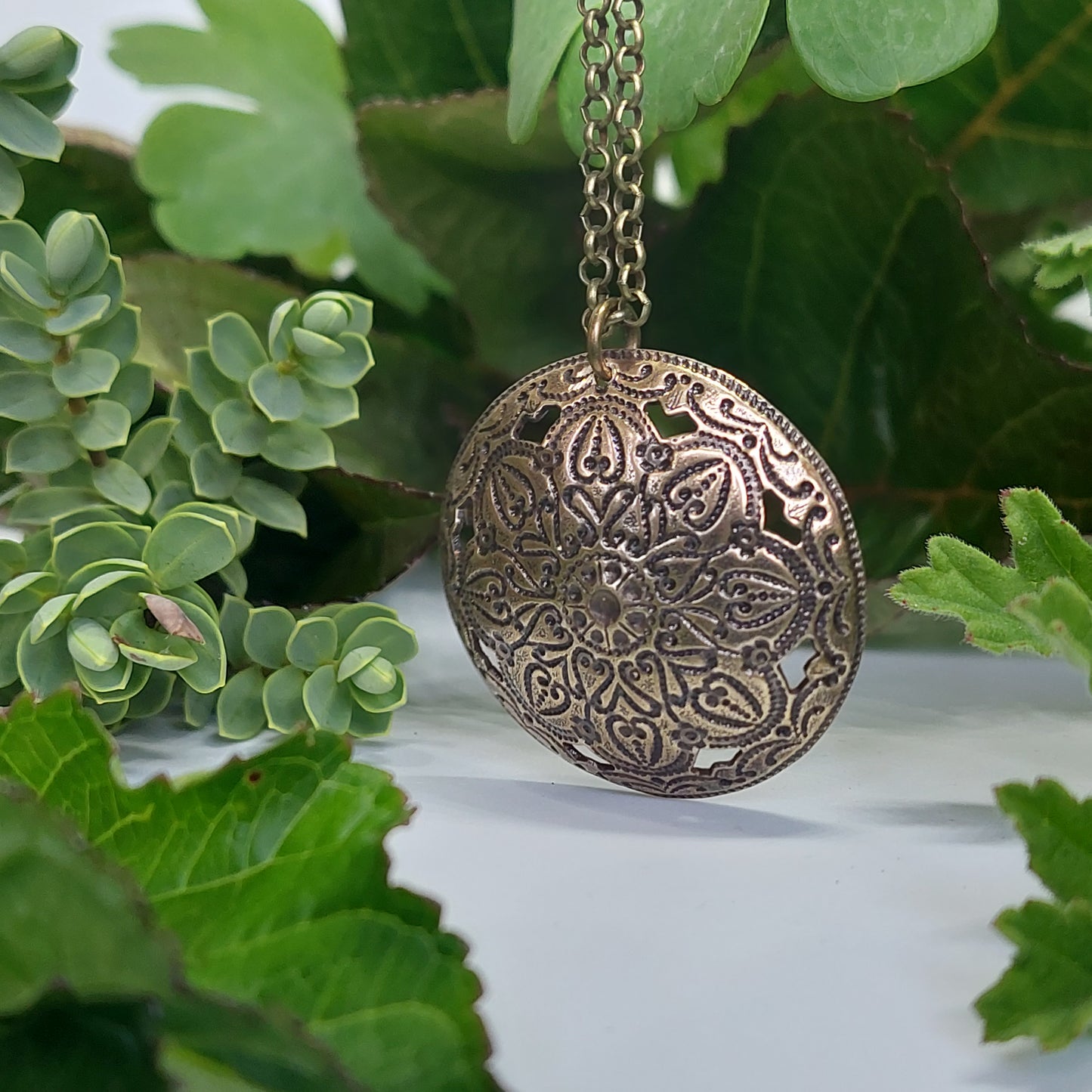 SALE! Re-minted Domed Two Way Garden Circle Pendant with Two Cent Coin - 40% off!