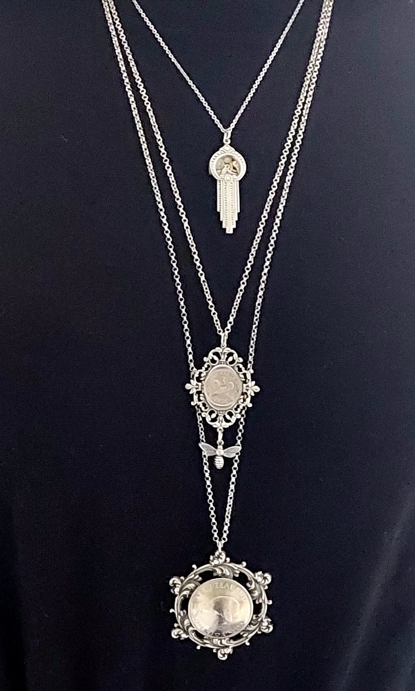 BESTSELLER!! Art Deco Waterfall Pendant with Timepiece