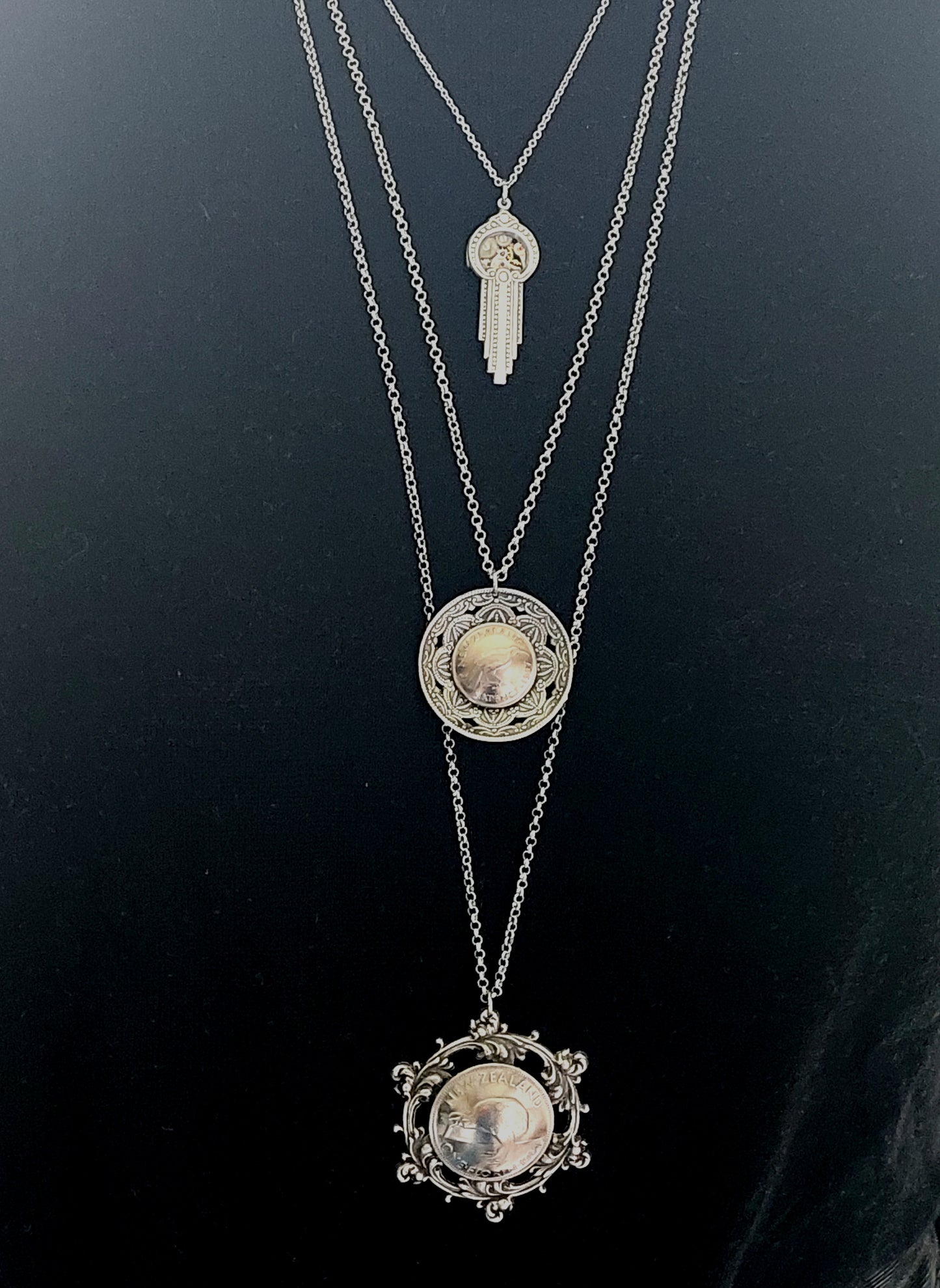 BESTSELLER!! Art Deco Waterfall Pendant with Timepiece
