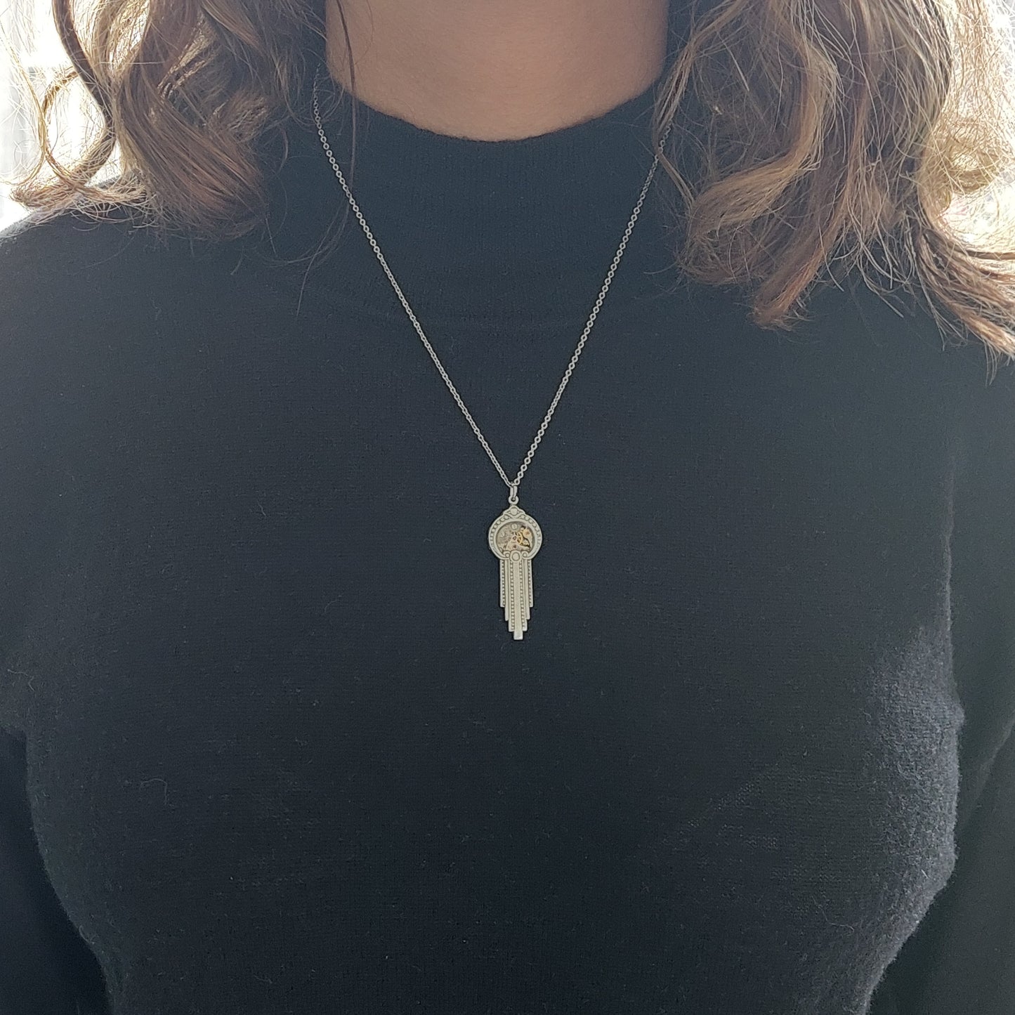 BESTSELLER!! Art Deco Waterfall Pendant with Timepiece