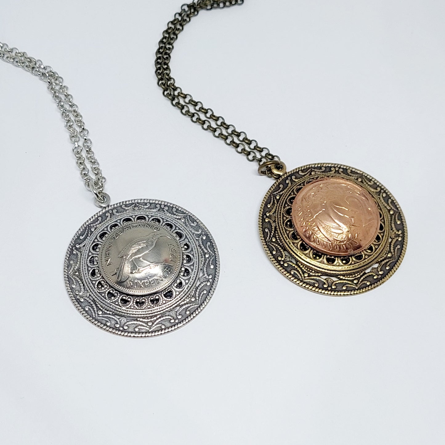 SALE!! Re-minted Sixpence Stacked Circle Pendant