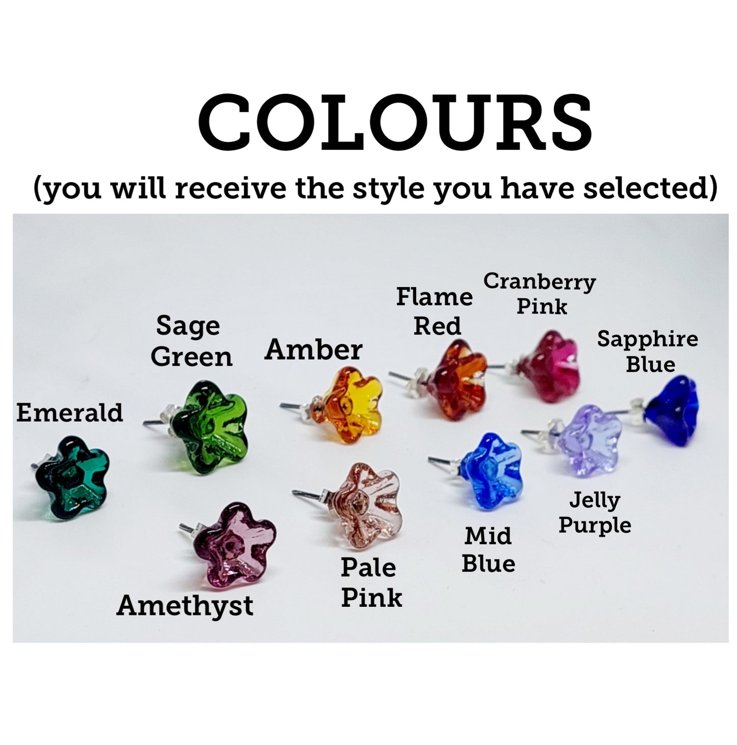 Glass Art - Vibrant Floral Stud Earrings - Poppies