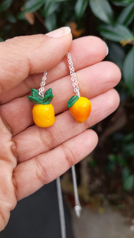NEW!! Glass Art - Tropical Fruit: Mango or Pineapple Pendants