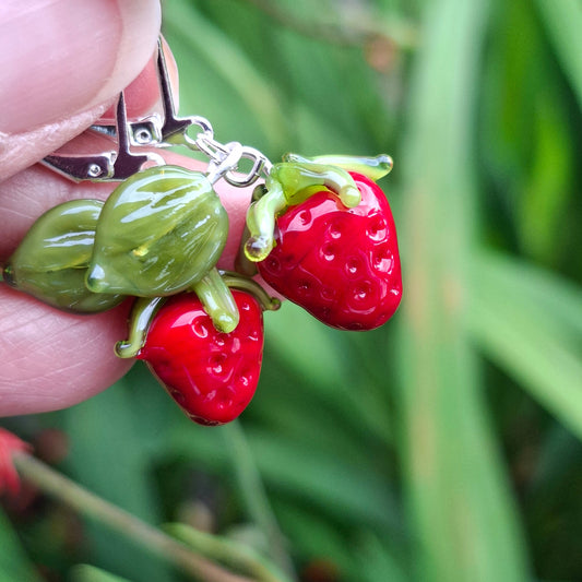 Glass Art - Strawberry Earrings