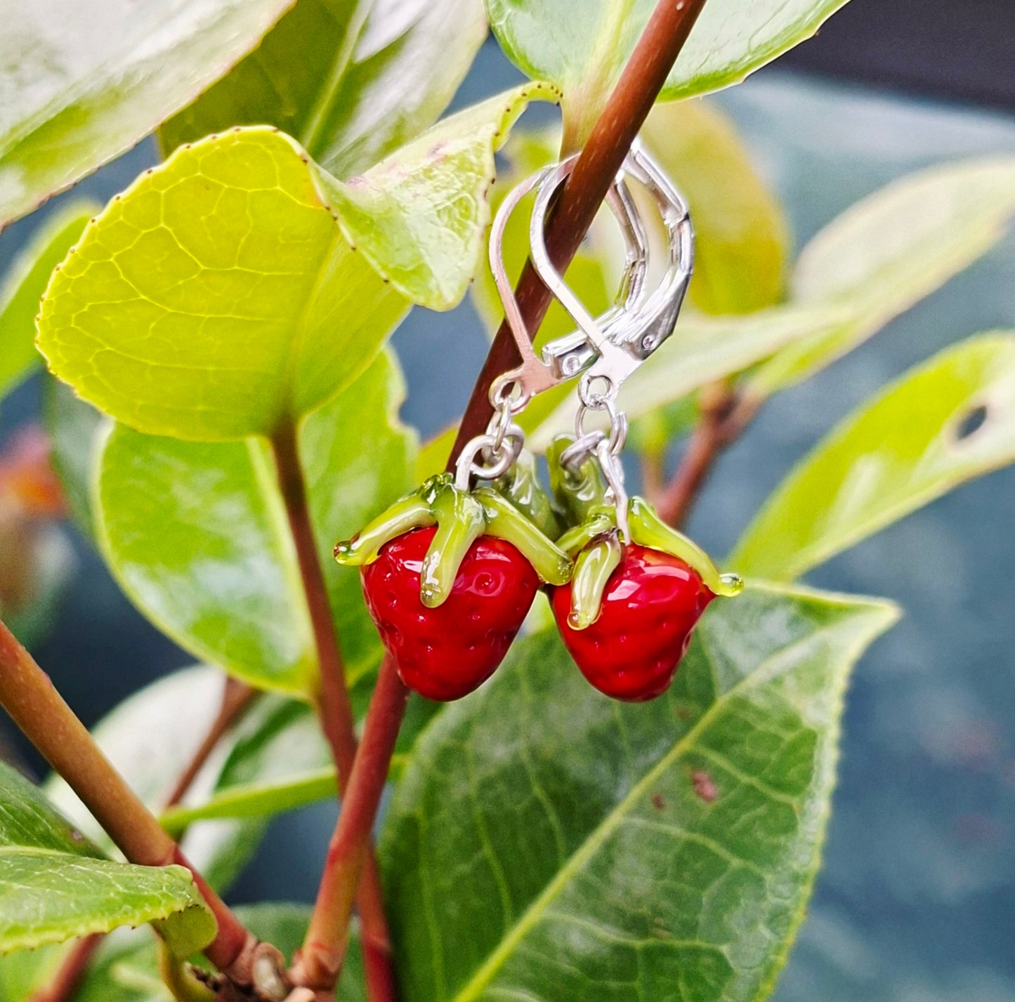 Glass Art - Strawberry Earrings