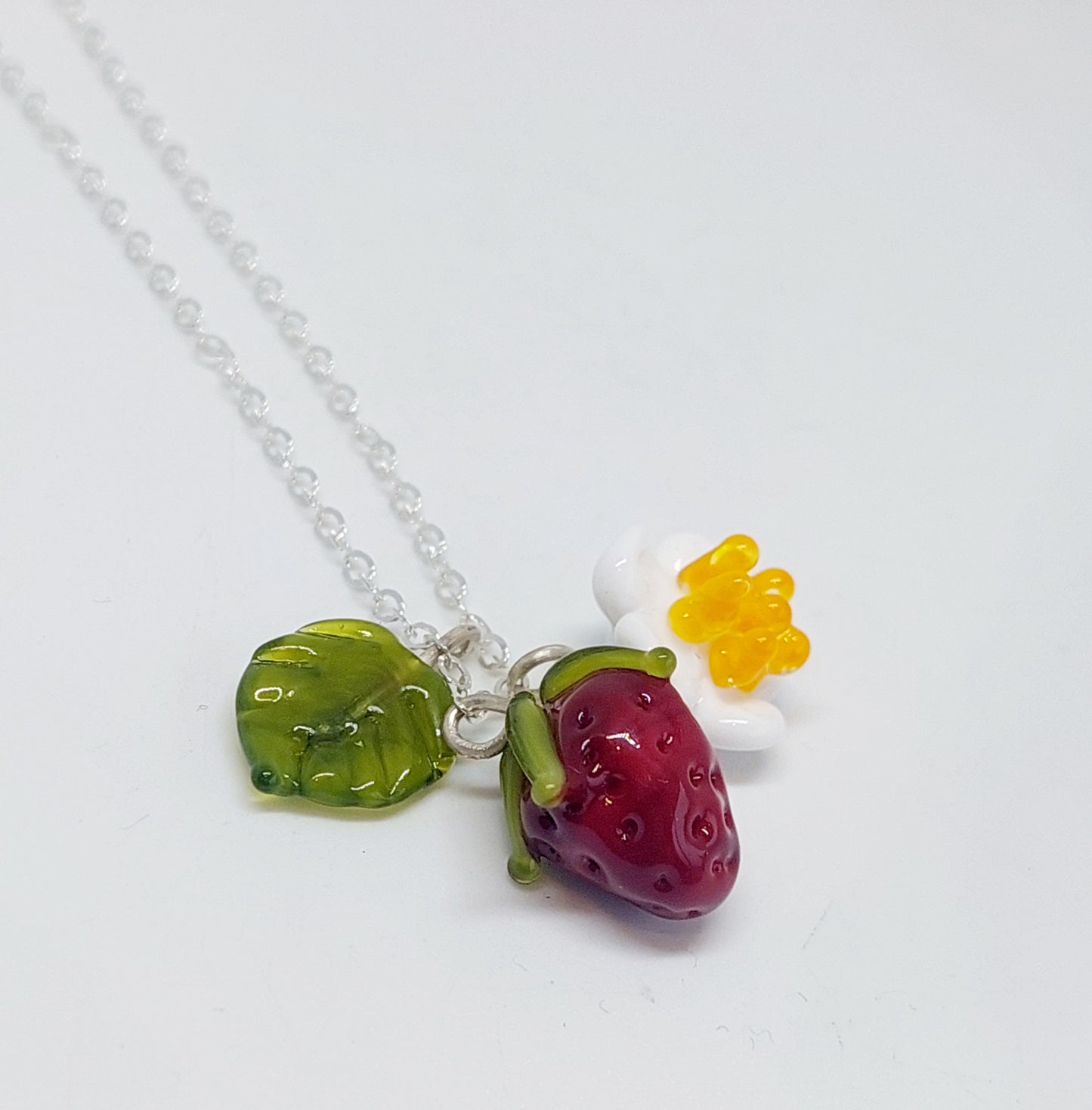 NEW!! Glass Art - Small Strawberry Cluster Necklace