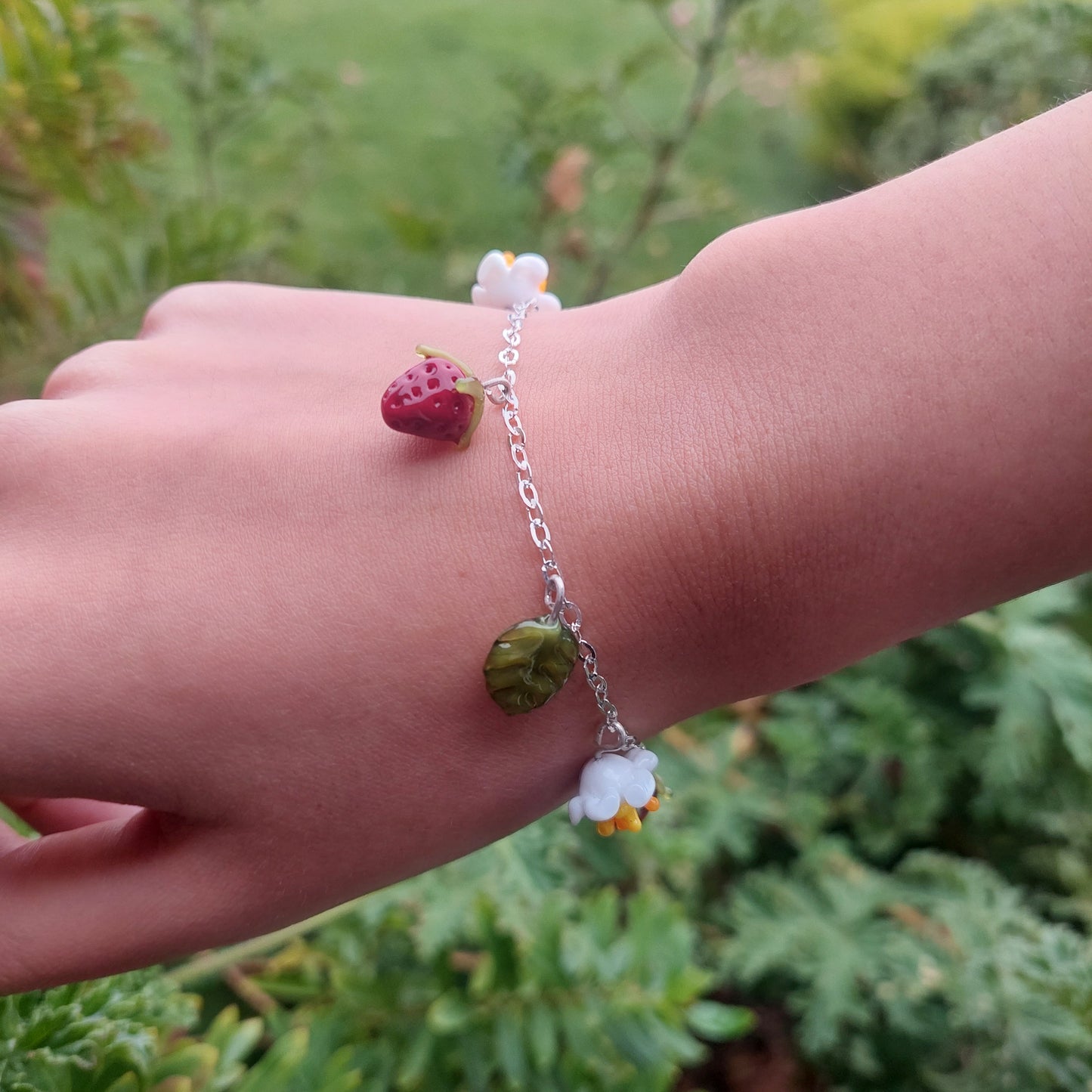 NEW!! Glass Art - Strawberry Fields Bracelet