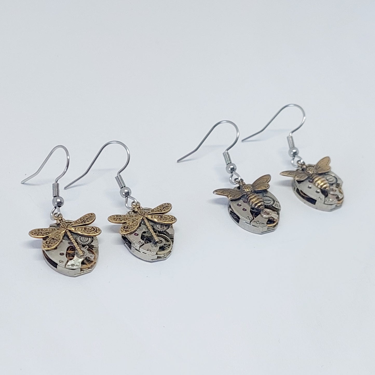 Bestseller! Timepiece earrings - dragonflies or bees