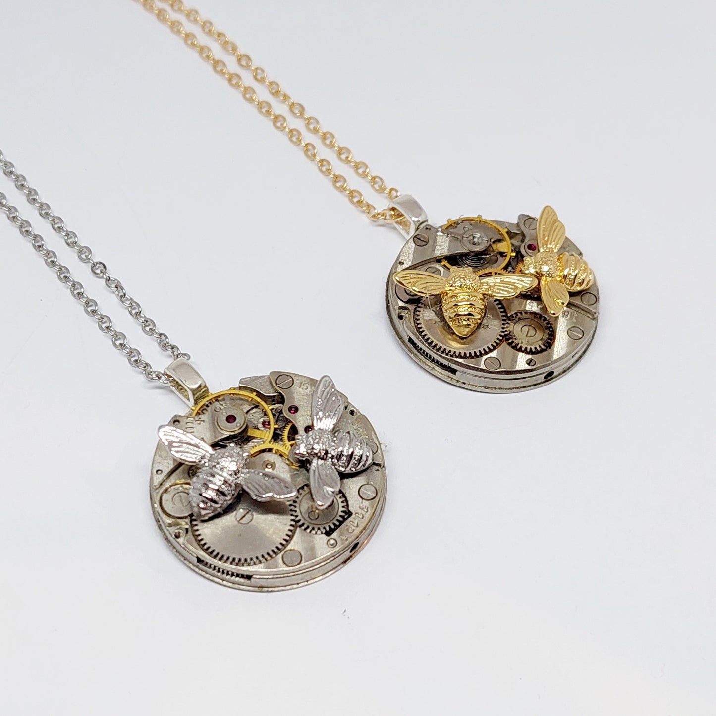 NEW!! Timepiece Pendant with Silver Honeybees