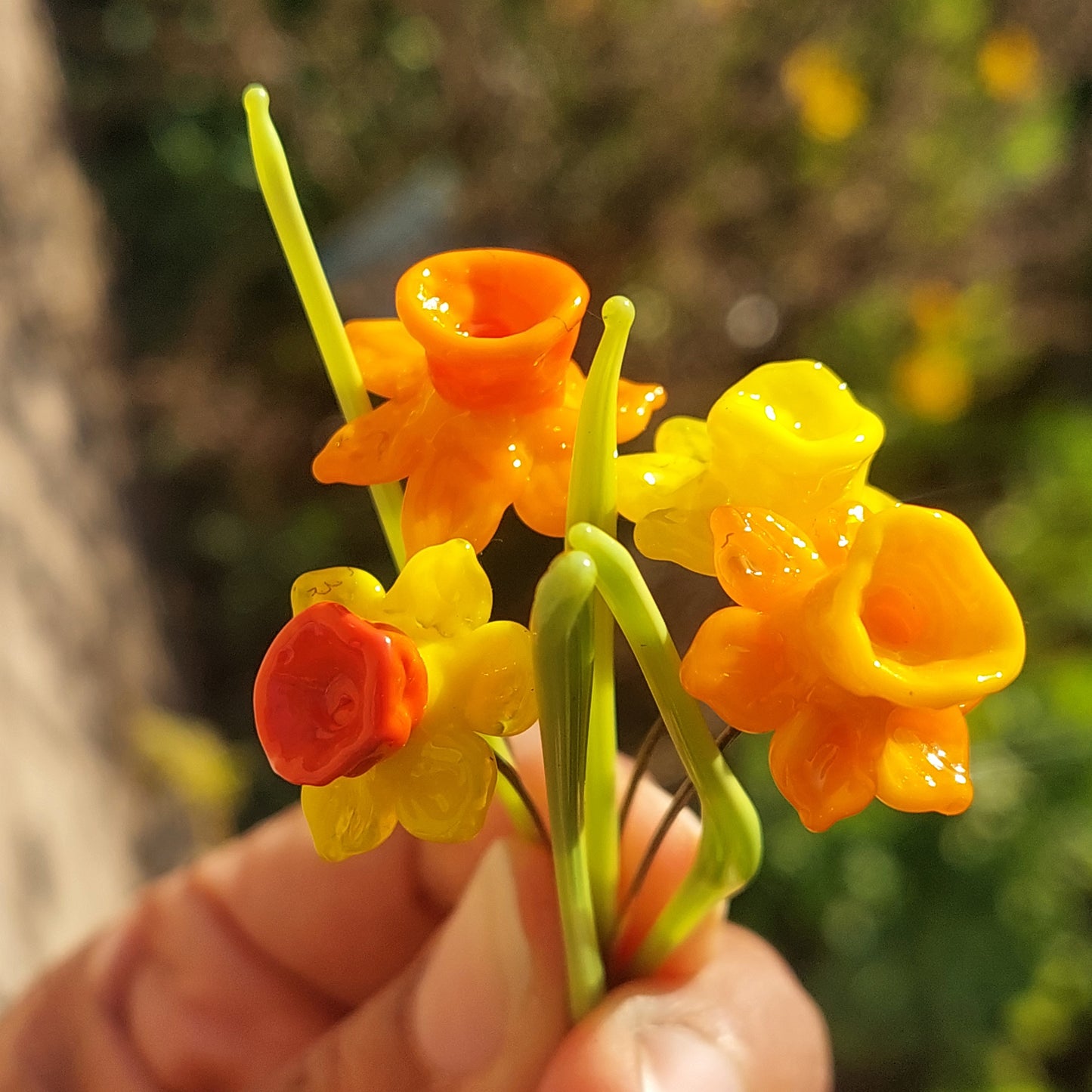 BESTSELLER! Glass Art - Medium Sunny Daffodil Mini Bouquet