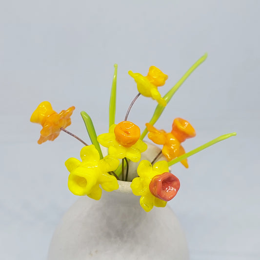 BESTSELLER! NEW!! Glass Art - Large Sunny Midi Daffodil Bouquet