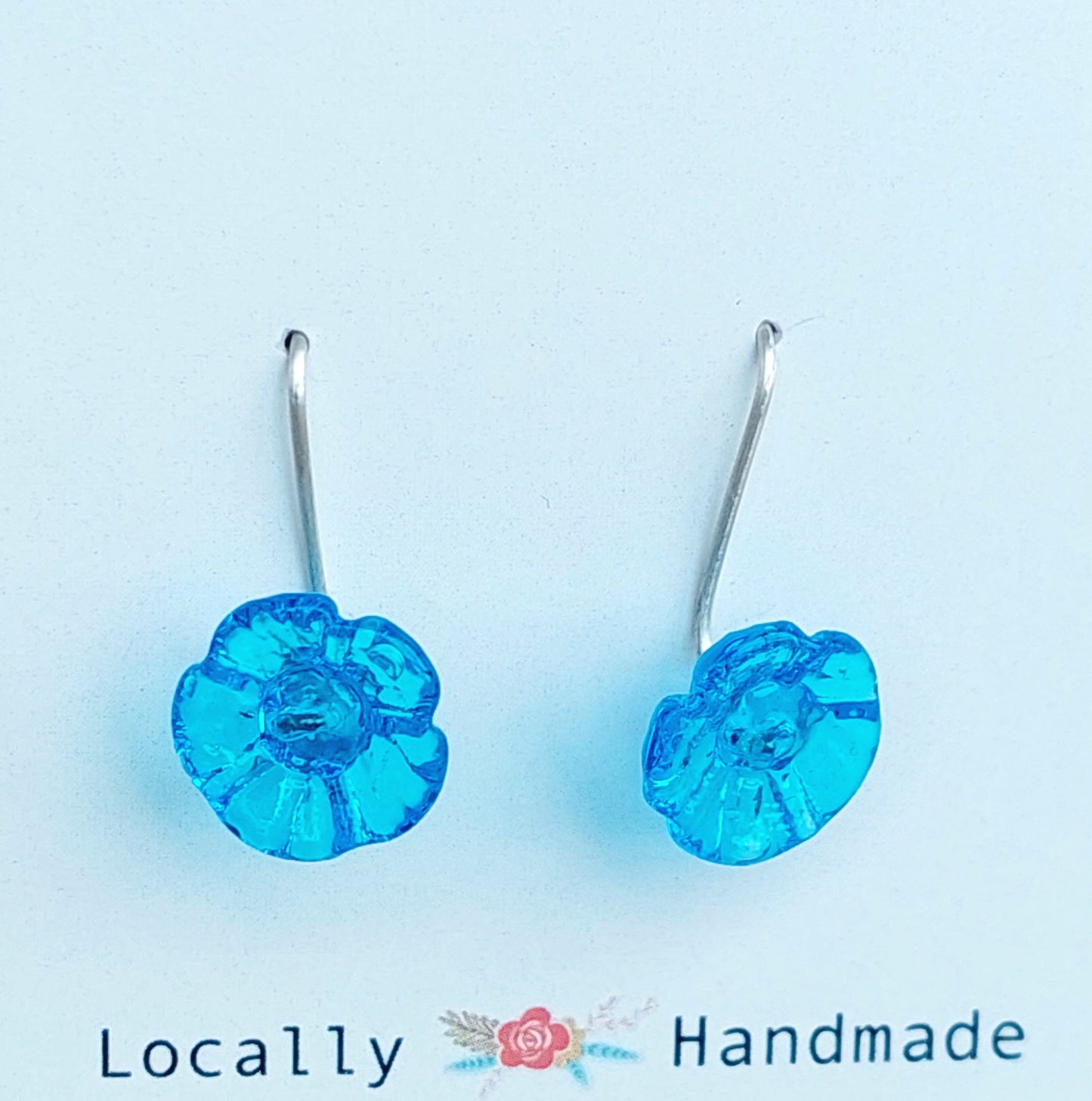 Glass Art Vibrant Floral Drop Earrings