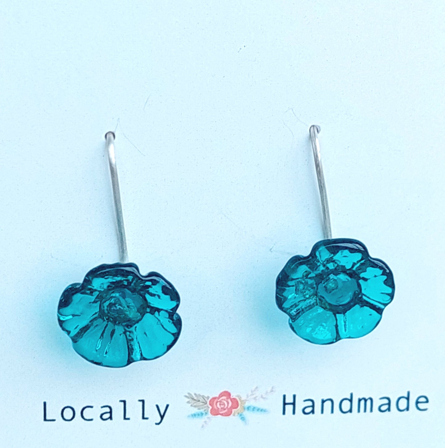Glass Art Vibrant Floral Drop Earrings