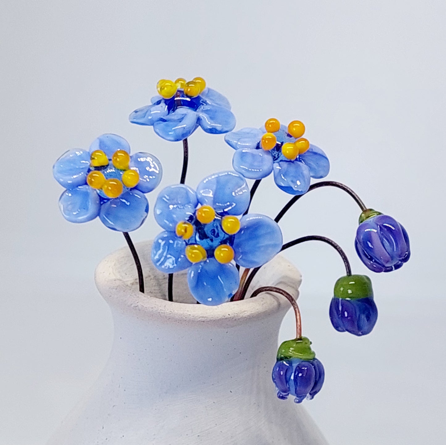 BESTSELLER! NEW!! Glass Art - Forget Me Nots - Midi Bouquet