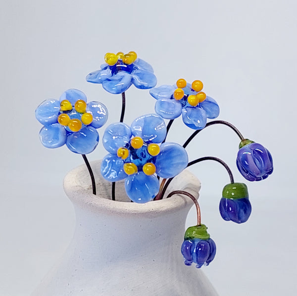 NEW!! Glass Art - Forget Me Nots - Midi Bouquet
