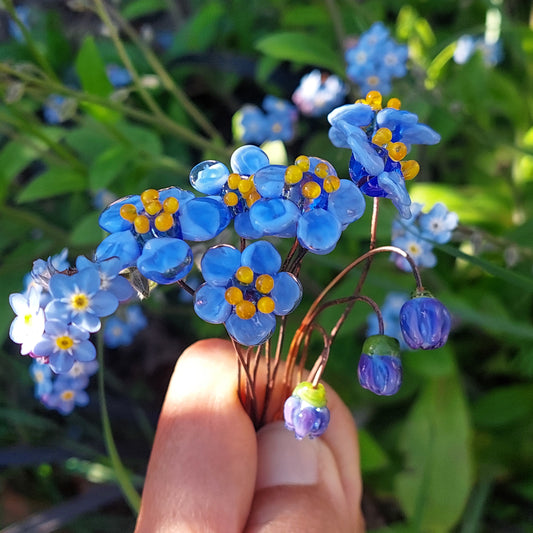 BESTSELLER! NEW!! Glass Art - Forget Me Nots - Grand Bouquet