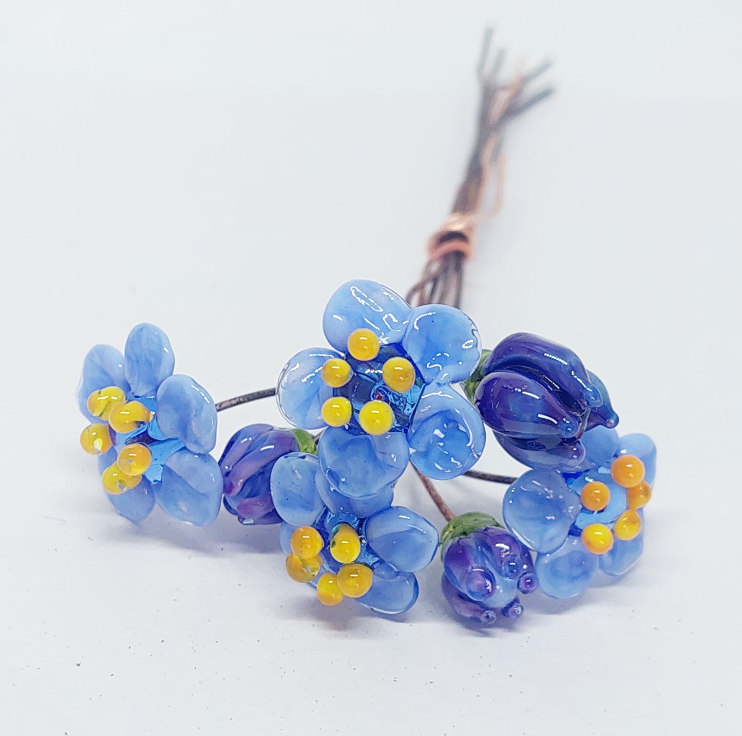 BESTSELLER! NEW!! Glass Art - Forget Me Nots - Midi Bouquet