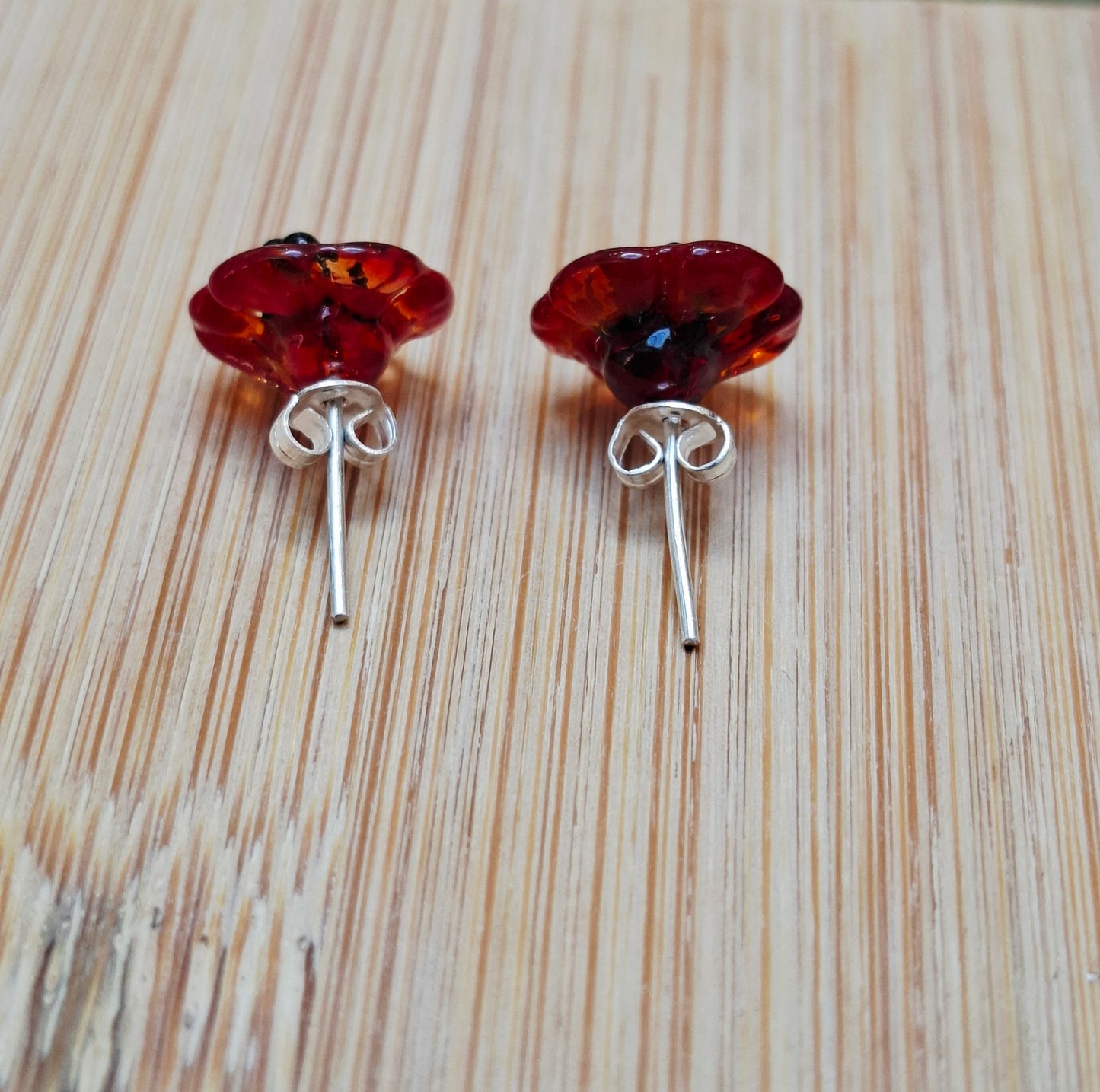 Glass Art - Anzac Poppy Studs