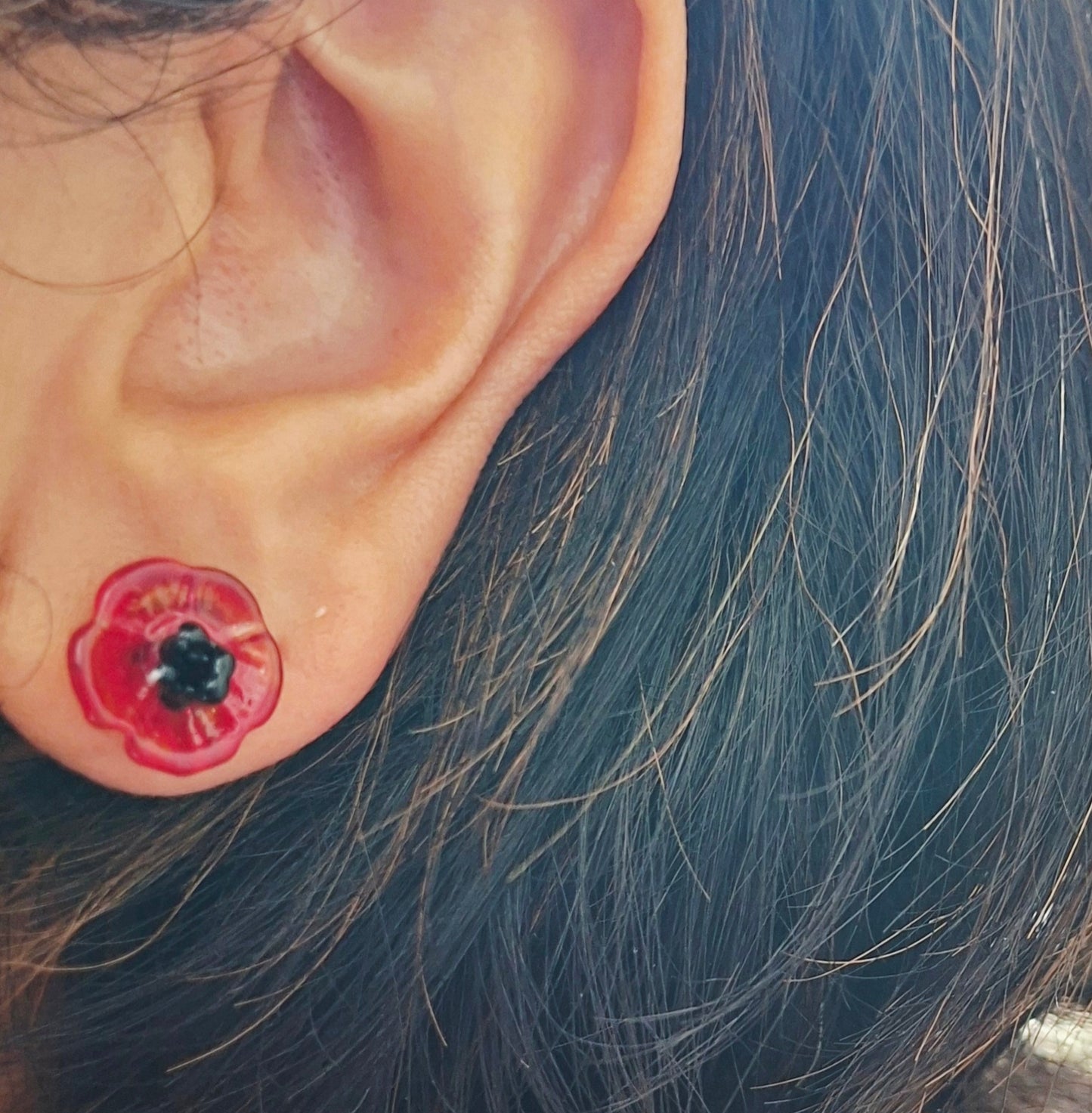Glass Art - Anzac Poppy Studs