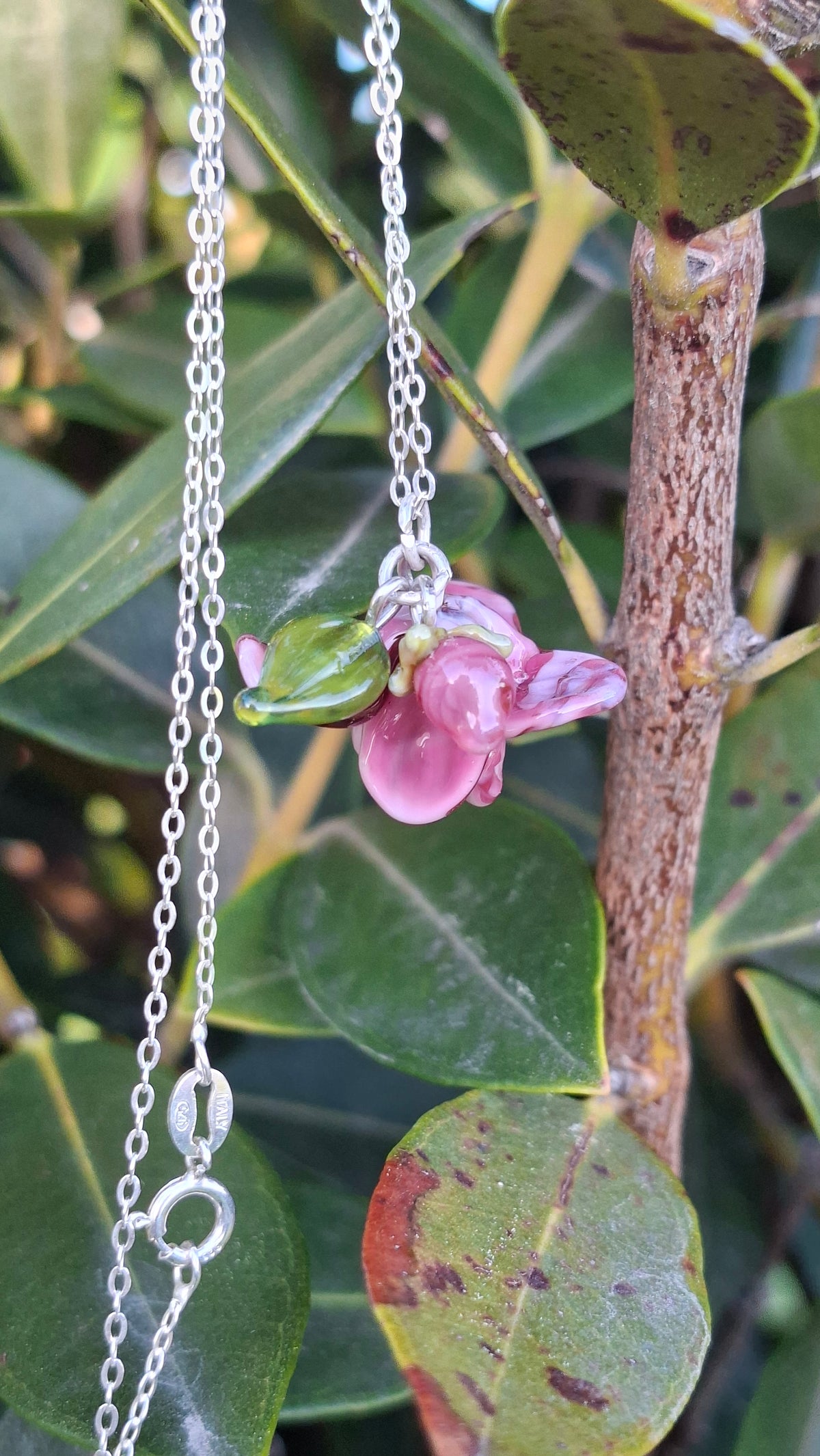 NEW! Glass Art - Kōanga/ Spring Magnolia Necklace