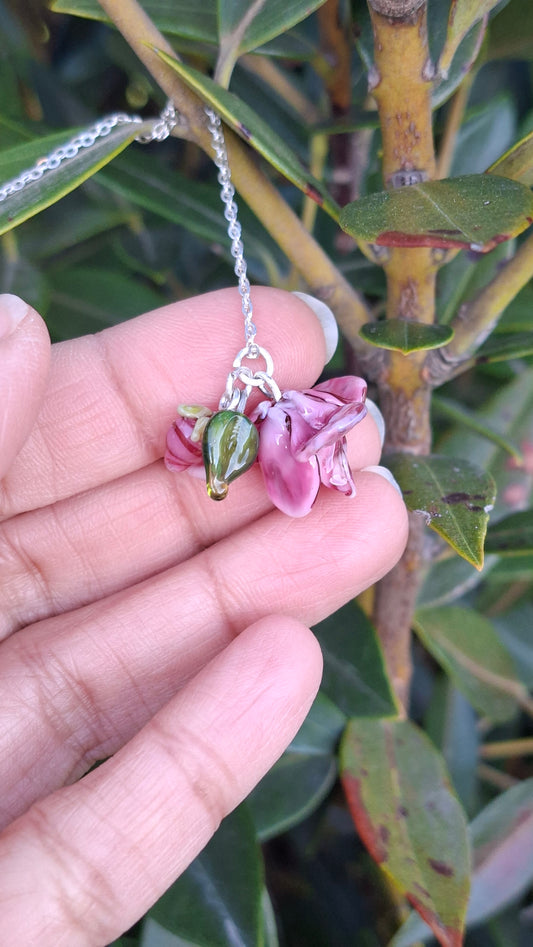 NEW! Glass Art - Kōanga/ Spring Magnolia Necklace