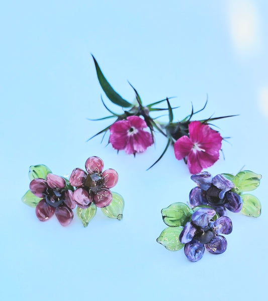 NEW! Glass Art - Kōanga/ Spring Flower Stud Earrings