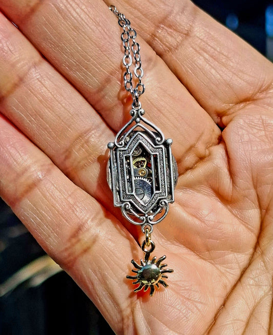 NEW! Mixed Metal Celestial Timepiece Necklace