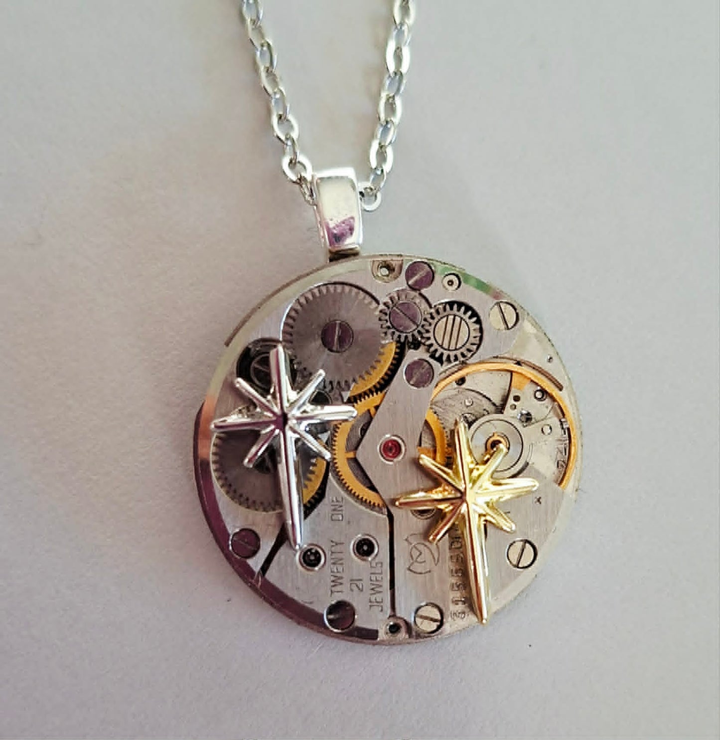 NEW! Matariki collection - medium timepiece pendant with mixed metal stars