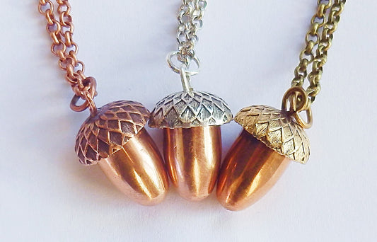 Recycled copperhead acorn pendant