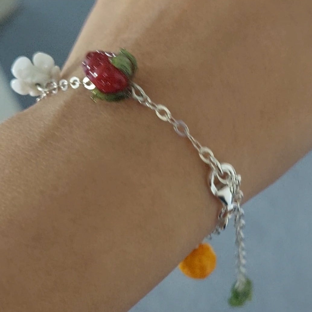 NEW!! Glass Art - "Summer Fruits" Bracelet