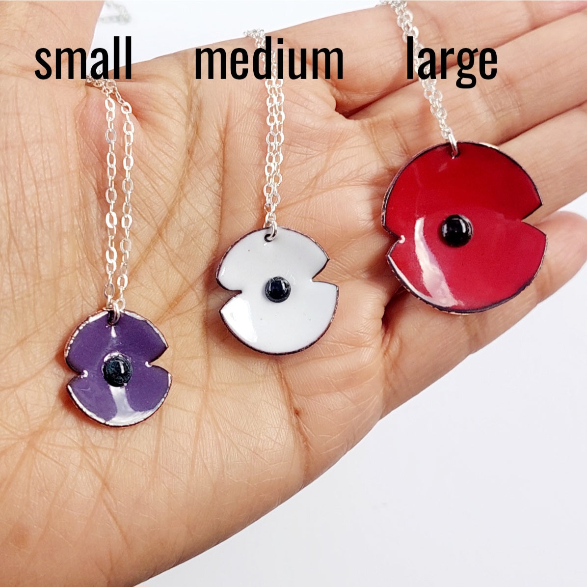 Anzac Enamel Poppy Pendant - Small (choose from three colours)