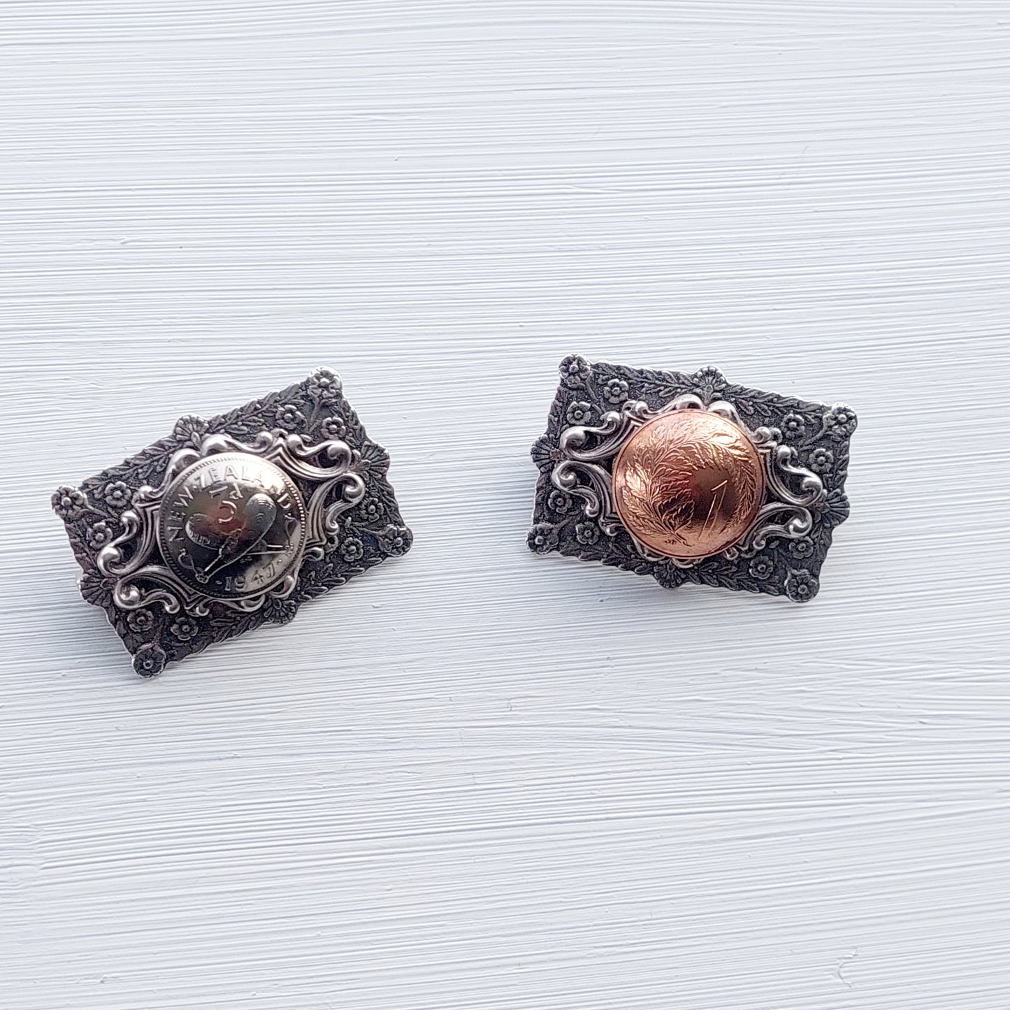NEW! Re-minted ornate rectangle brooches