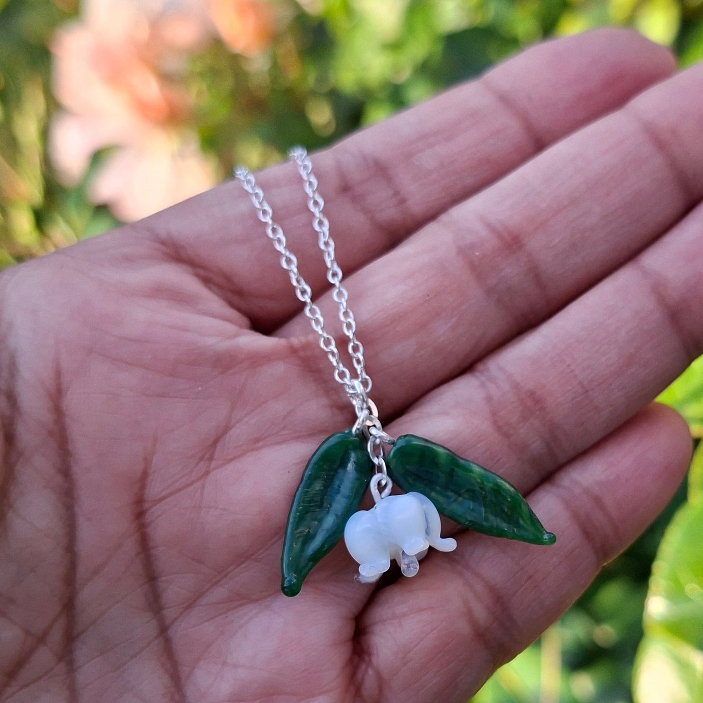 NEW! Glass Art Lily of the valley necklace