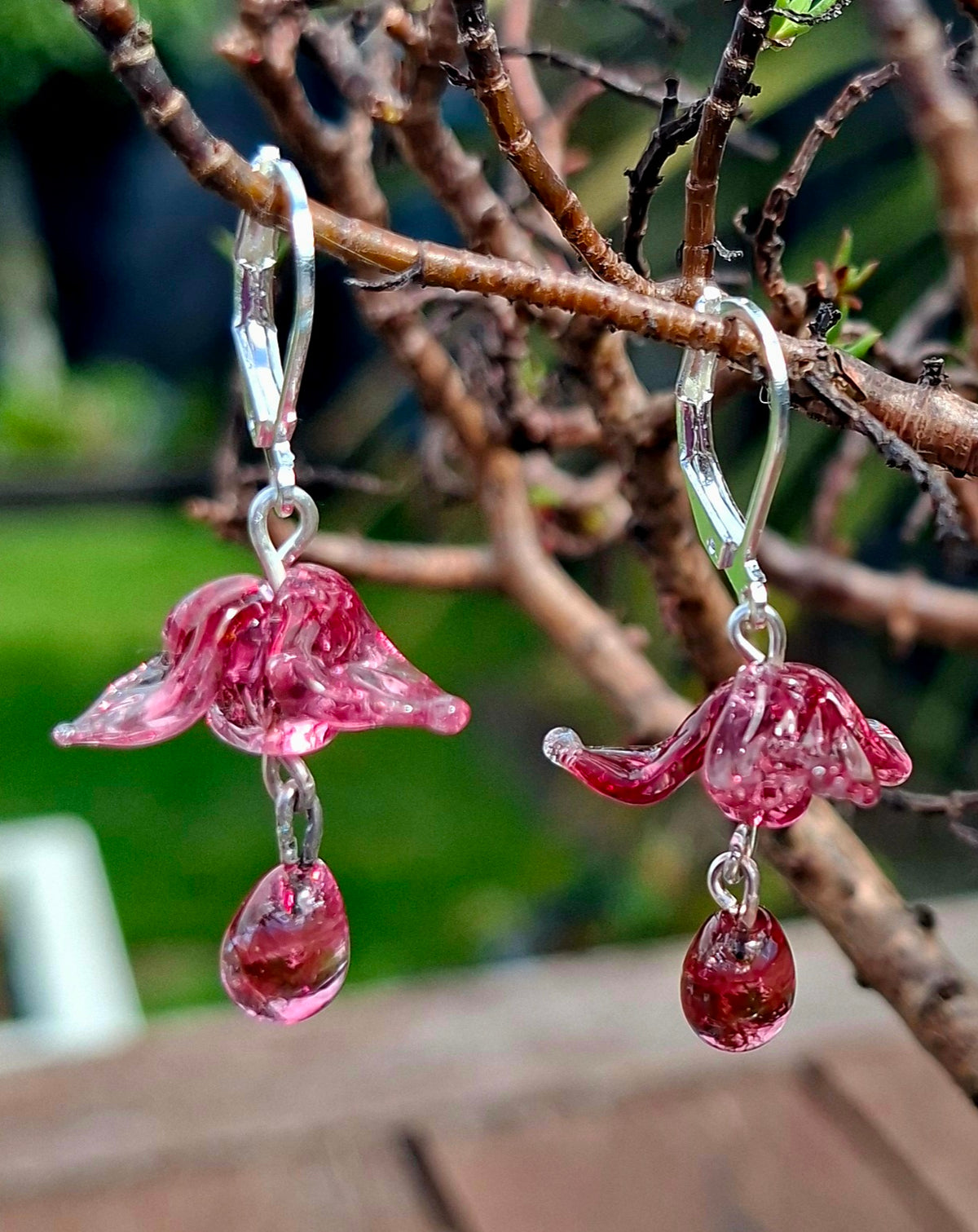 NEW! Glass Art - Fuchsia Drop Earrings