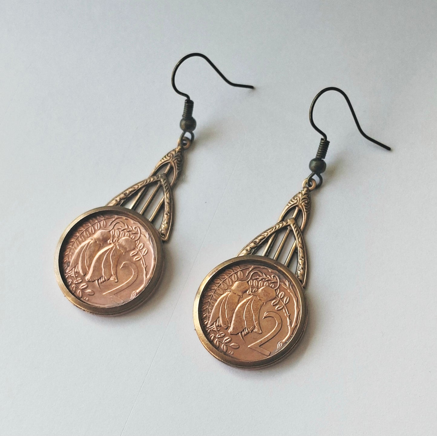 NEW! Re-minted ornate two cent earrings