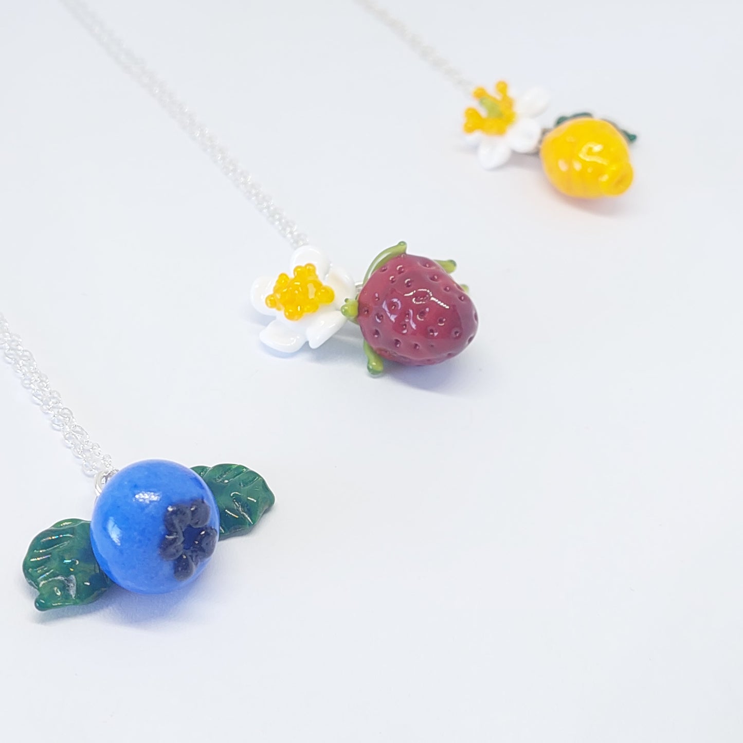 NEW!! Glass Art - Large Strawberry Cluster Necklace