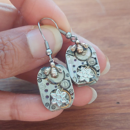 NEW!! Little garden timepiece earrings