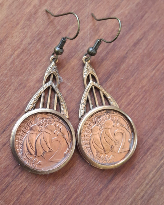 NEW! Re-minted ornate two cent earrings