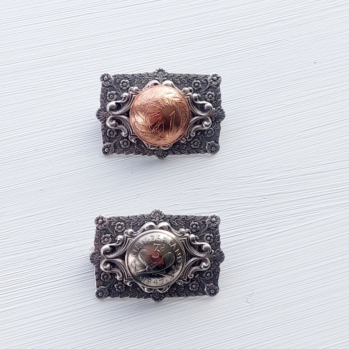 NEW! Re-minted ornate rectangle brooches