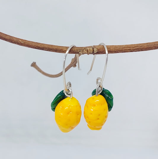 NEW!! Glass Art - Lemon Earrings